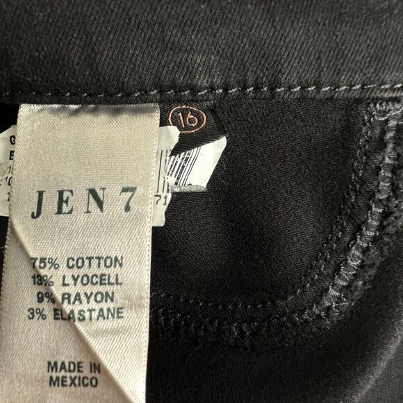 Jen7 7 For All Mankind Black Coated Straight Ankle Jeans Size 16 - Picture 8 of 11